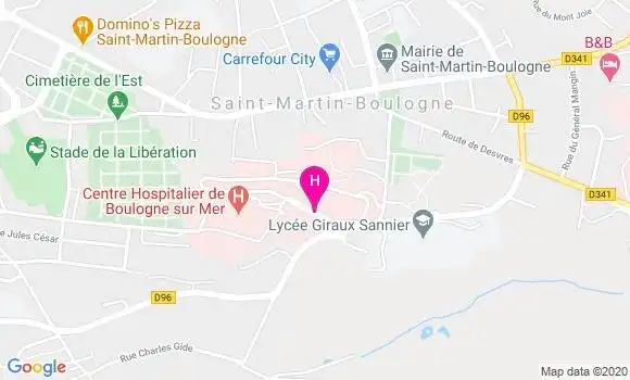 Localisation Centre Hospitalier de Boulogne Sur Mer