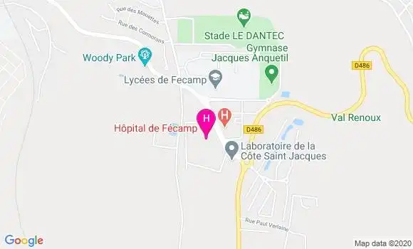 Localisation Centre Hospitalier Intercommunal du Pays des Hautes Falaises