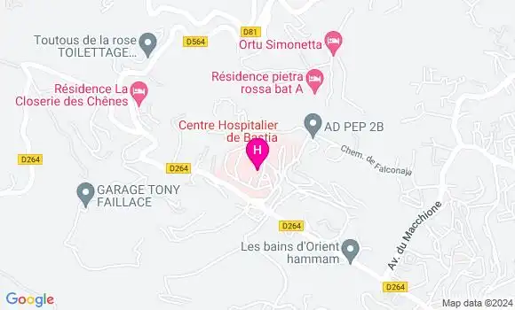 Localisation Centre Hospitalier de Bastia