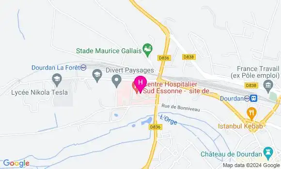 Localisation Centre Hospitalier Sud Essonne