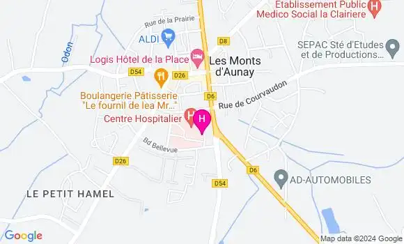 Localisation Centre Hospitalier Aunay Bayeux