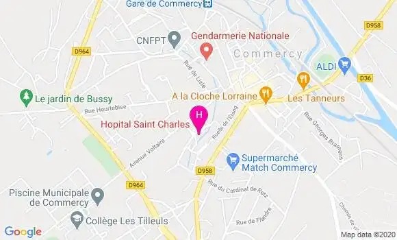 Localisation Centre Hospitalier Saint Charles Commercy