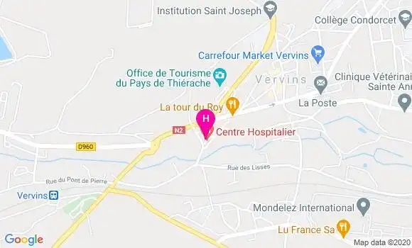 Localisation Centre Hospitalier Vervins