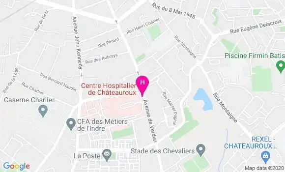 Localisation Centre Hospitalier Chateauroux