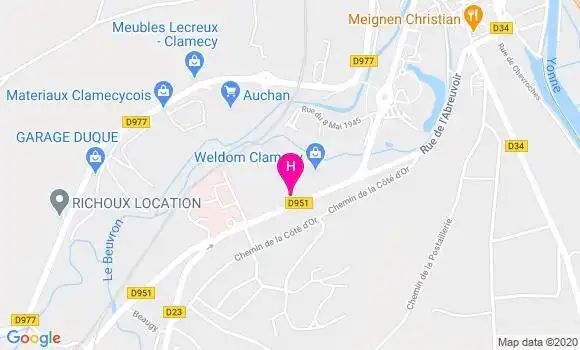 Localisation Centre Hospitalier de Clamecy