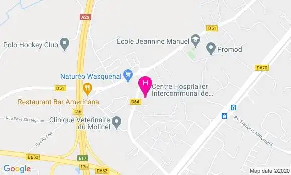 Localisation Centre Hospitalier Intercommunal Wasquehal