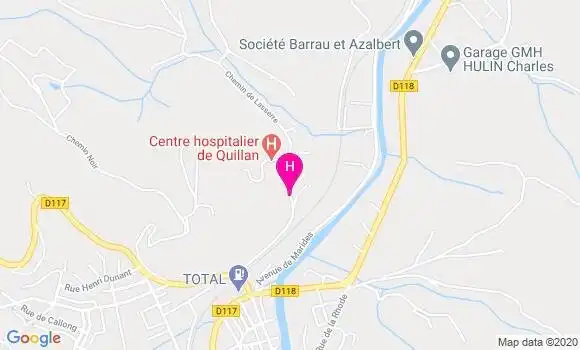 Localisation Centre Hospitalier Limoux Quillan