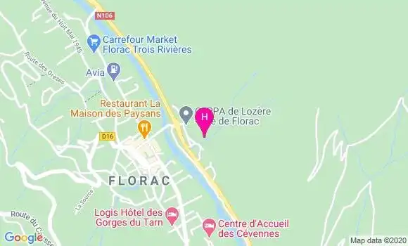 Localisation Centre Hospitalier de Florac