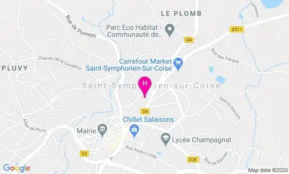 Localisation Centre Hospitalier de Saint Symphorien sur Coise