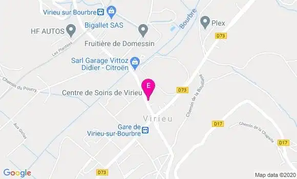 Localisation Centre de Soins de Virieu