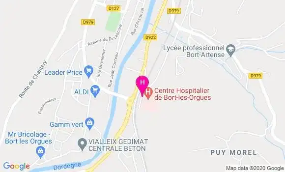 Localisation Centre Hospitalier de Bort les Orgues