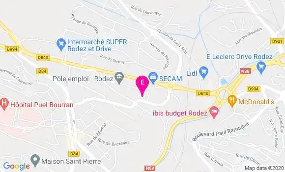 Localisation Centre de Cardiologie de Rodez