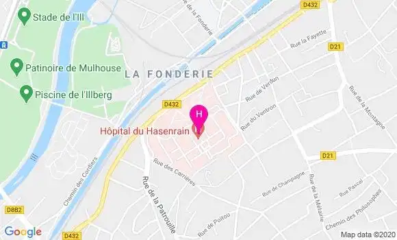 Localisation Centre Hospitalier de Mulhouse Hasenrain