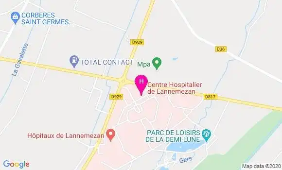 Localisation Centre Hospitalier de Lannemezan