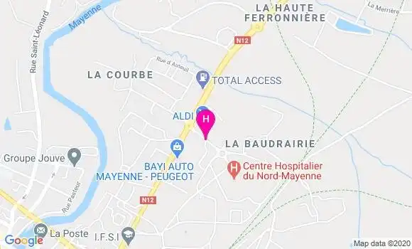 Localisation Centre Hospitalier Nord Mayenne