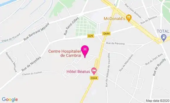 Localisation Centre Hospitalier de Cambrai