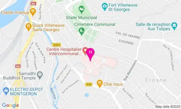 Localisation Centre Hospitalier Intercommunal de Villeneuve Saint Georges